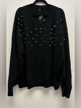 4 for $25 NWT 🖤 George Plus Black Pearl Embellished Sweater – Size 4X